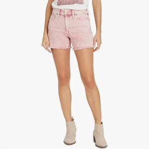 Universal Thread Pink Acid Washed High-Rise Midi Denim Jean Shorts 16